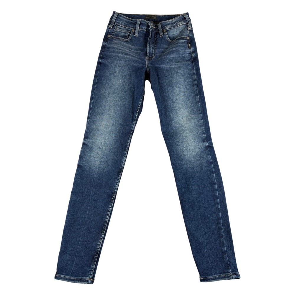 Silver Jeans Co. Infinite Fit Women S/L29 Blue Denim Cotton High Rise Skinny Leg
